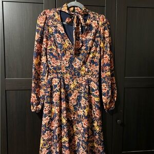 Modcloth Navy and pink horse pattern Long Sleeve Dress